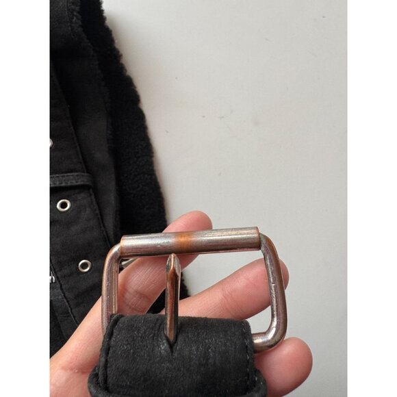 ACNE STUDIOS Velocite Black Leather Shearling Motorcycle Moto Jacket, Size 34/XS - Picture 12 of 16